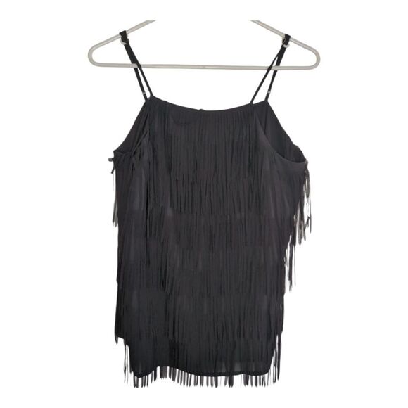 Guess LA black ruffle fringe tank size M party top - Picture 2 of 11
